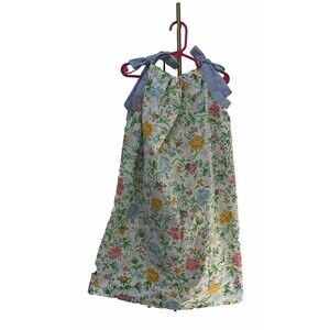 Handmade Floral Pillowcase Dress Girls Sz 5 Bow Ribbon Tie Cottage Roses